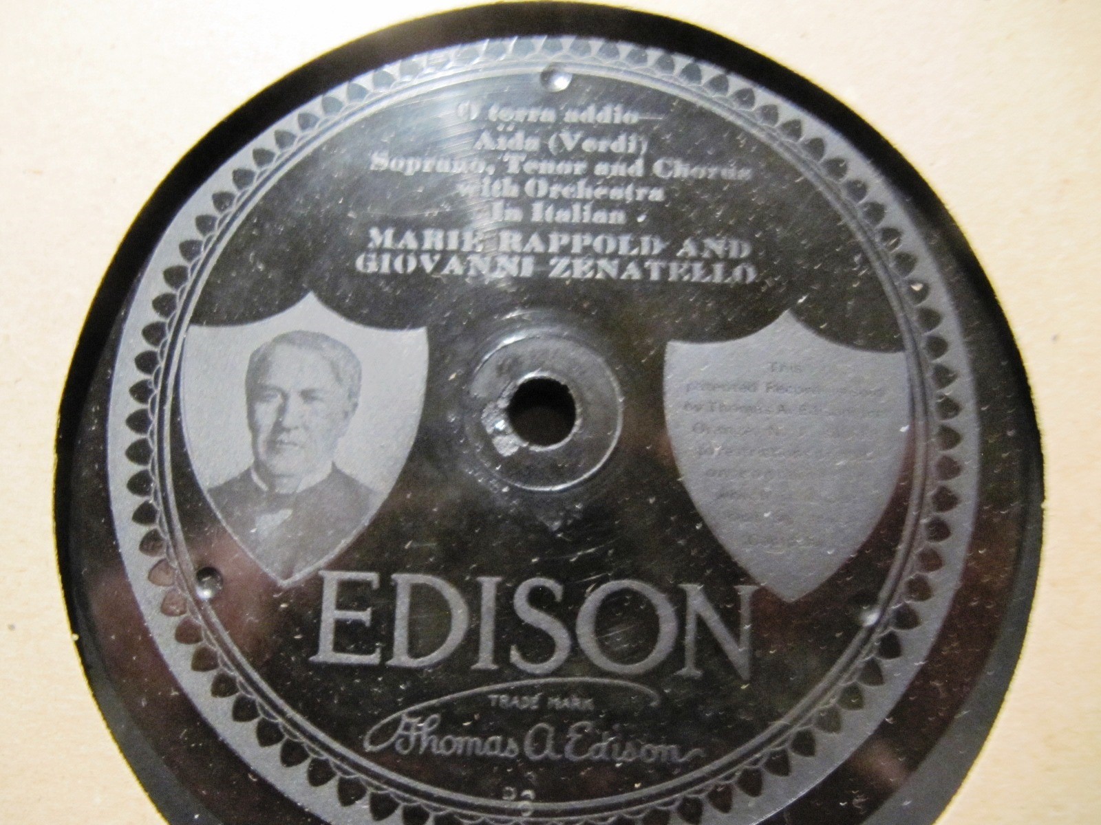1916 Giovanni ZENATELLO Maria Rappold AIDA Finale O Terra Addio EDISON DD 83066