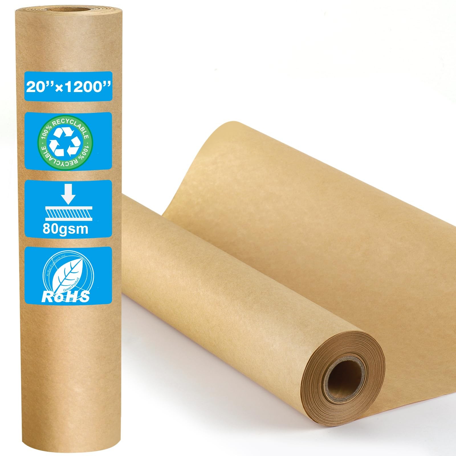 Brown Kraft Paper Roll- 20" x 1,200" (100') Brown Paper Roll for Packing, Mov...
