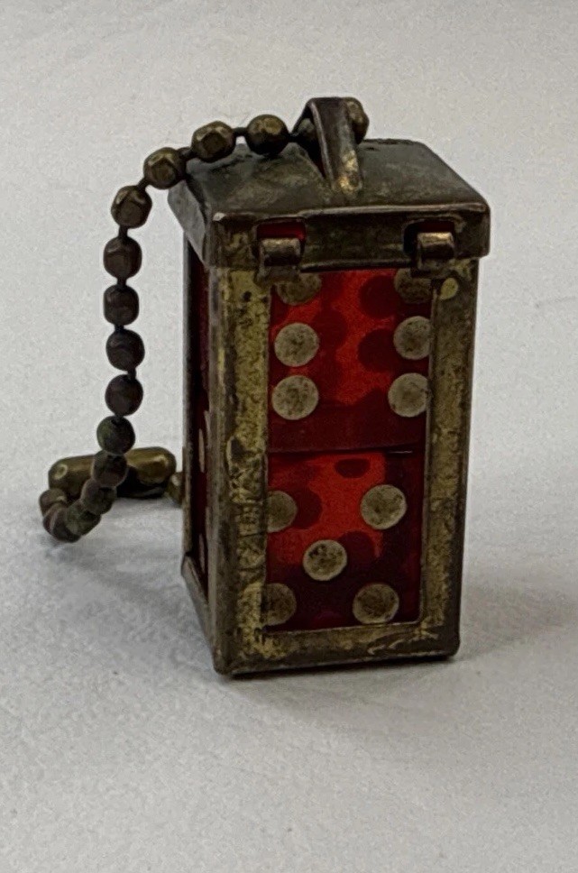 VTG Caged Bakelite Cherry Dice Old Illegal Club Hinged Keychain