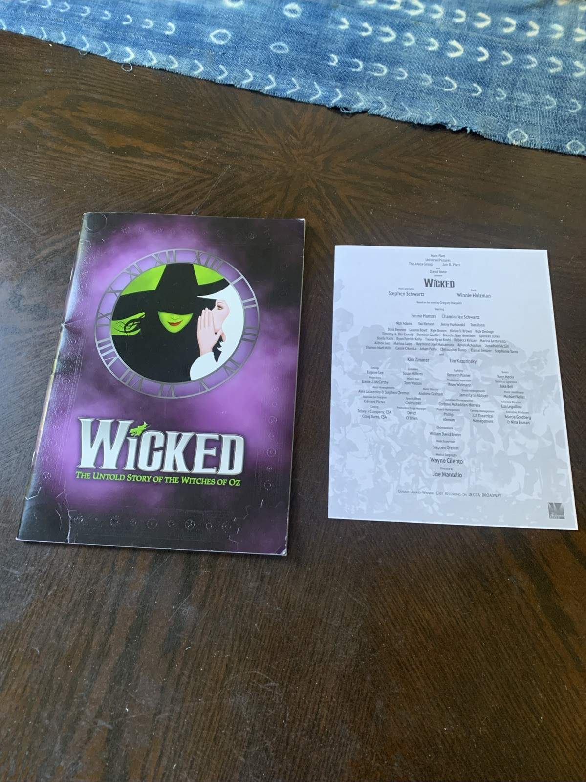 2013 Wicked Souvenir Broadway Show Program W/Cast Listing