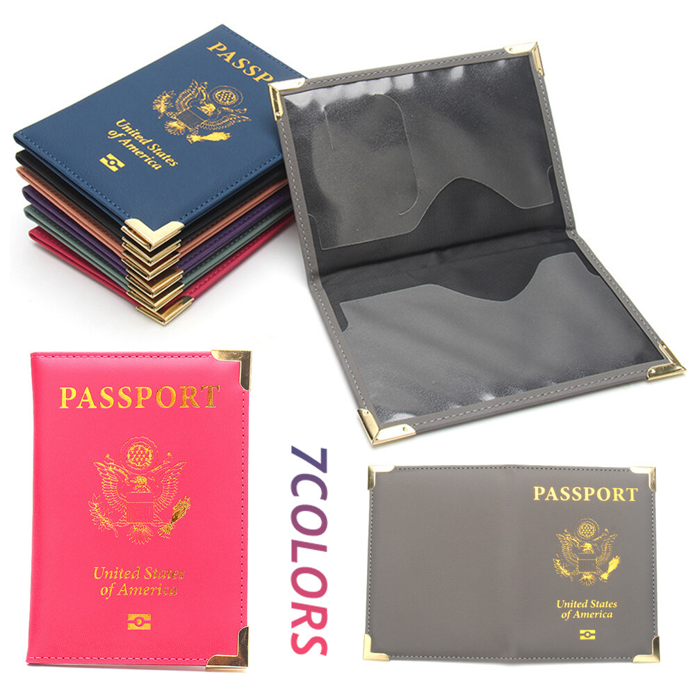 PU Leather Travel USA Passport Cover Passport Clip Thin Travel Document Cas ∂