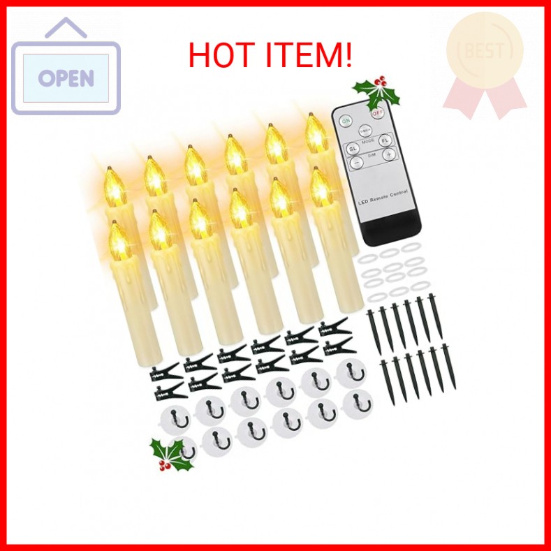 FPOO 12 PCS Flameless Window Candles, LED Battery Operated Candles with Remote T