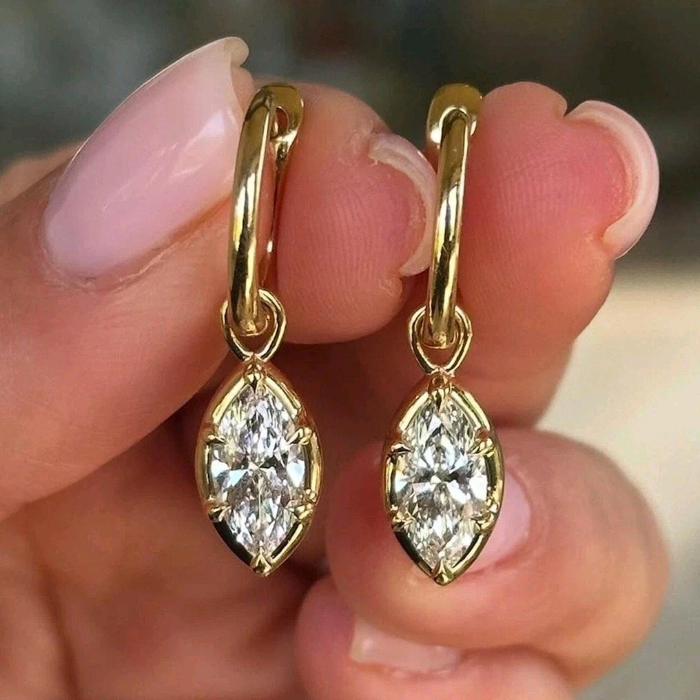 5.50 Ct Certified Treated White Diamond Solitaire Dangler Earrings In 925 Silver
