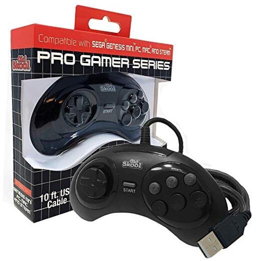  USB Controller 6-Button Arcade Pad Compatible with Sega Genesis Mini, PS3, 