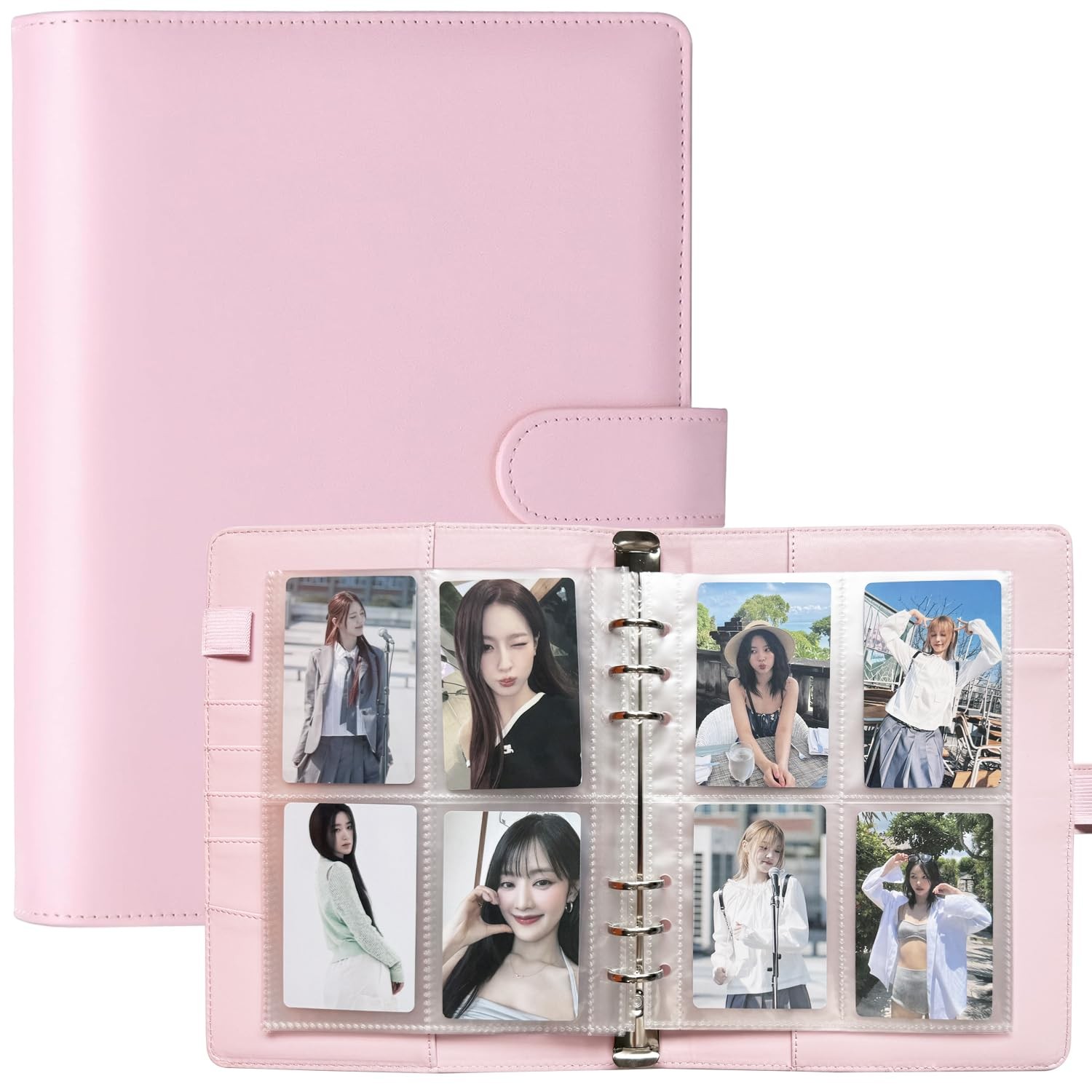 A5 Kpop Photocard Binder, 6 Ring Binder (210mm x 148mm), Light Pink 