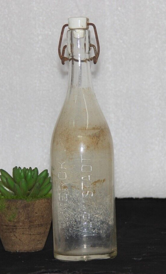 Vintage German Pharmaceutical Apothecary Glass Bottle & Stopper Original Old