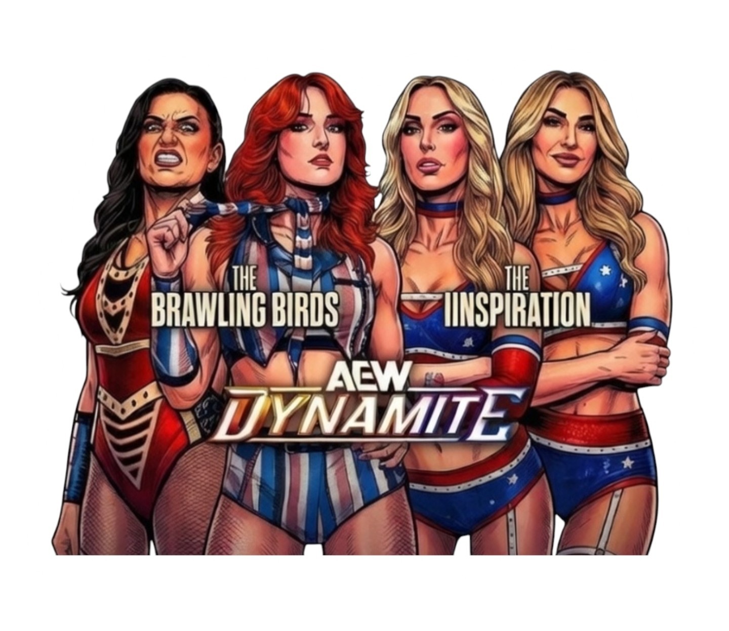 AEW Brawling Birds vs The Iinspiration Wrestling Water Resistant Sticker
