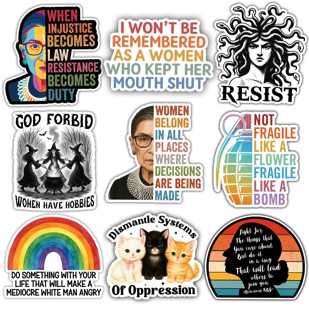ULTRAVUTT 9pcs 3 Strong Women Affimation Feminist Sticker, Women Quote Sticke...