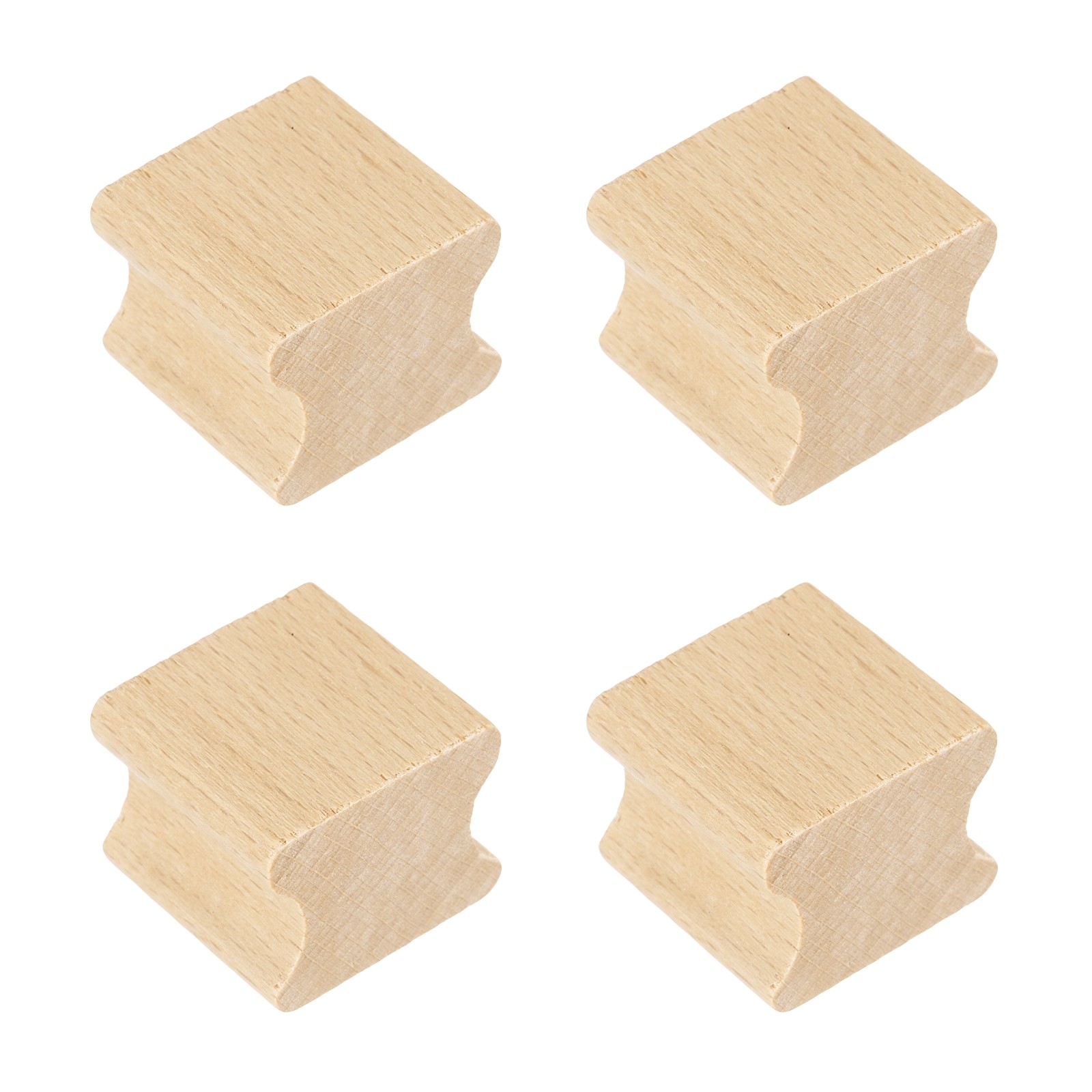 25x25mm Wooden Stamp Block, 4 Pcs Blank Rubber Stamp Mounts, Wood Color