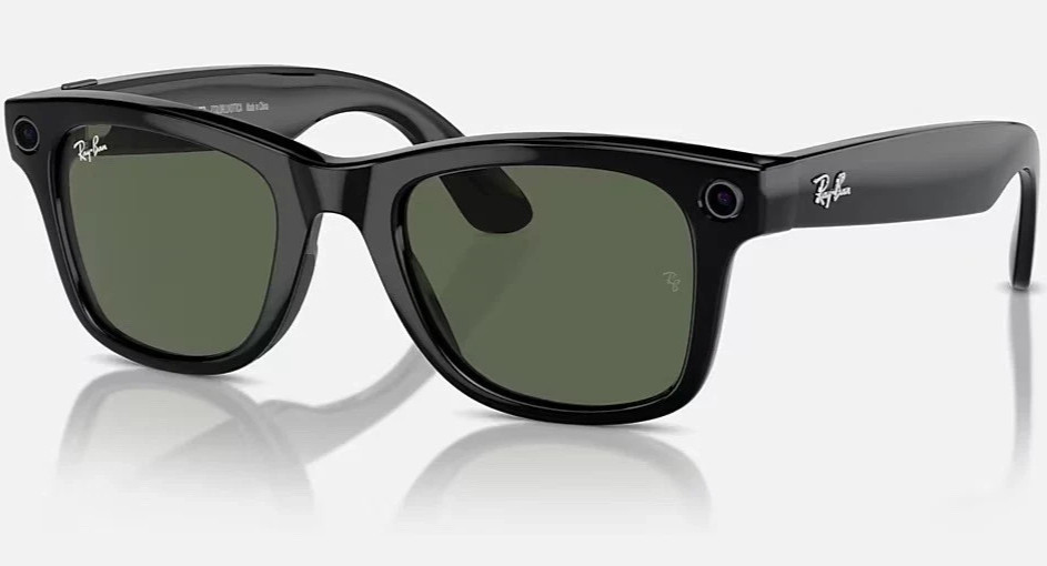 Ray-Ban Stories Wayfarer Smart Glasses Shiny Blak Frame Green G15 Lens 50 RW4002