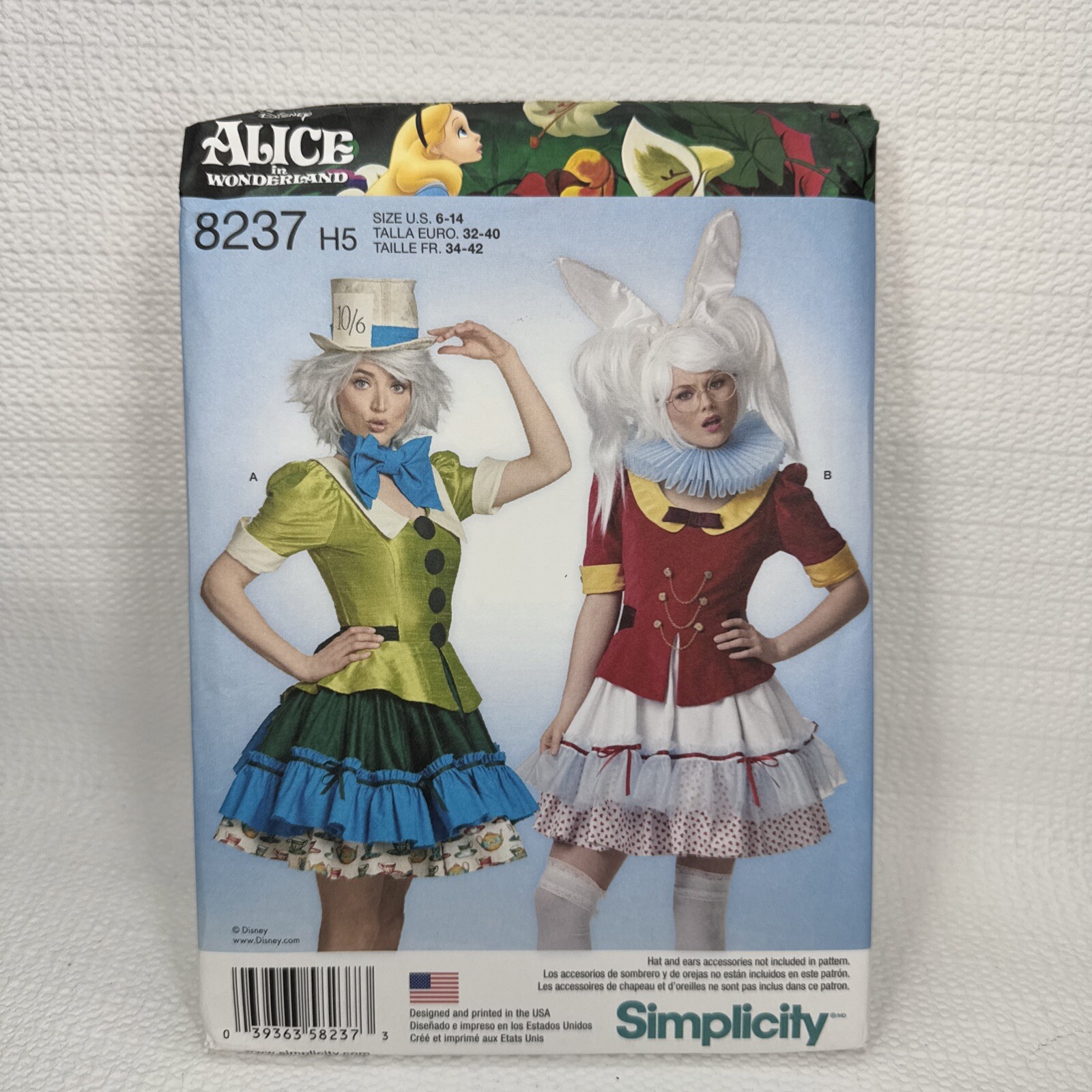 Simplicity 8237 Misses Dress Mad Hatter White Rabbit Pattern 6-14 Uncut