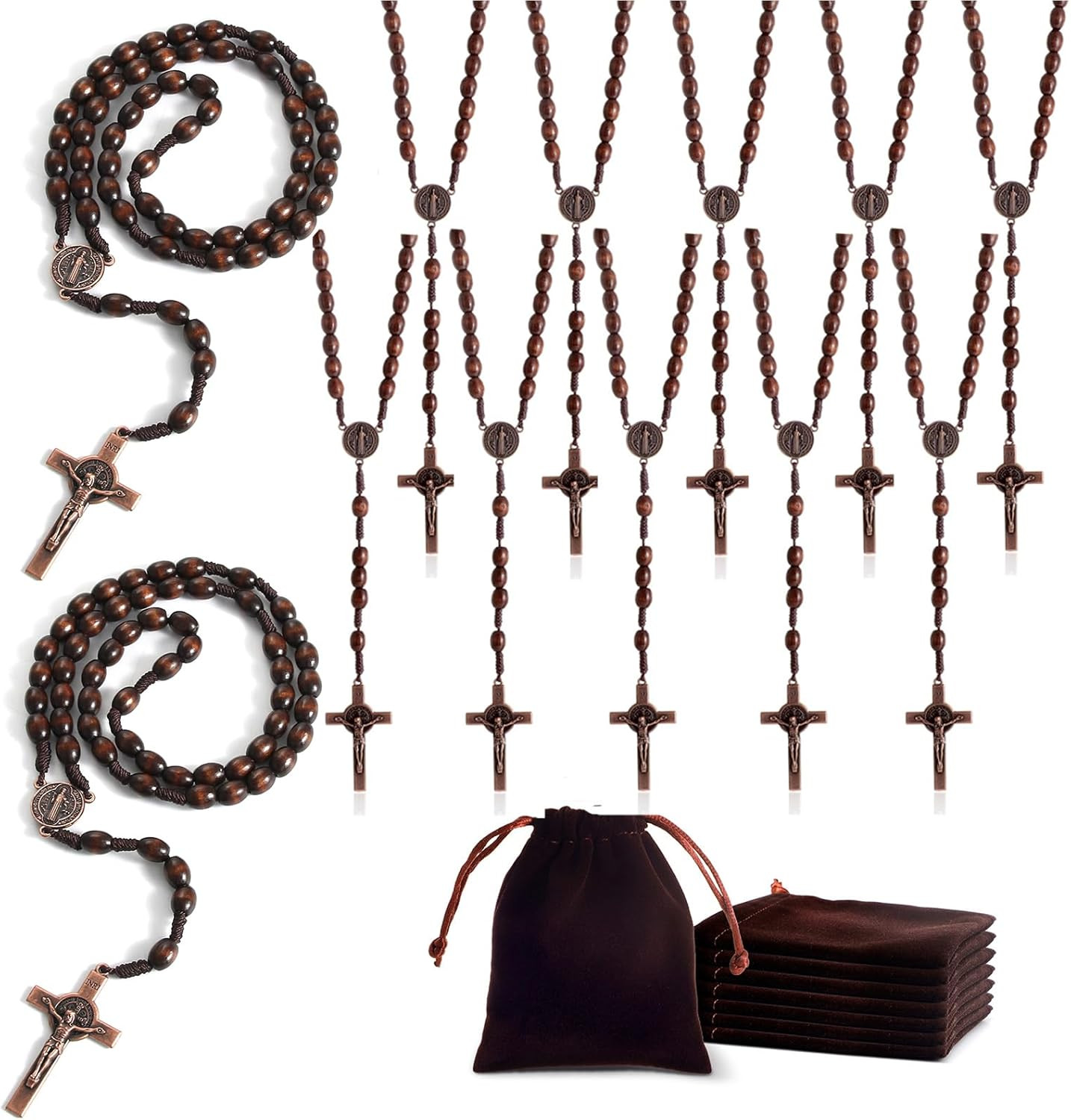 Wood Rosary Beads Bulk for Men，Catholic Prayer Pocket Rosary，Handmade Wooden Ros