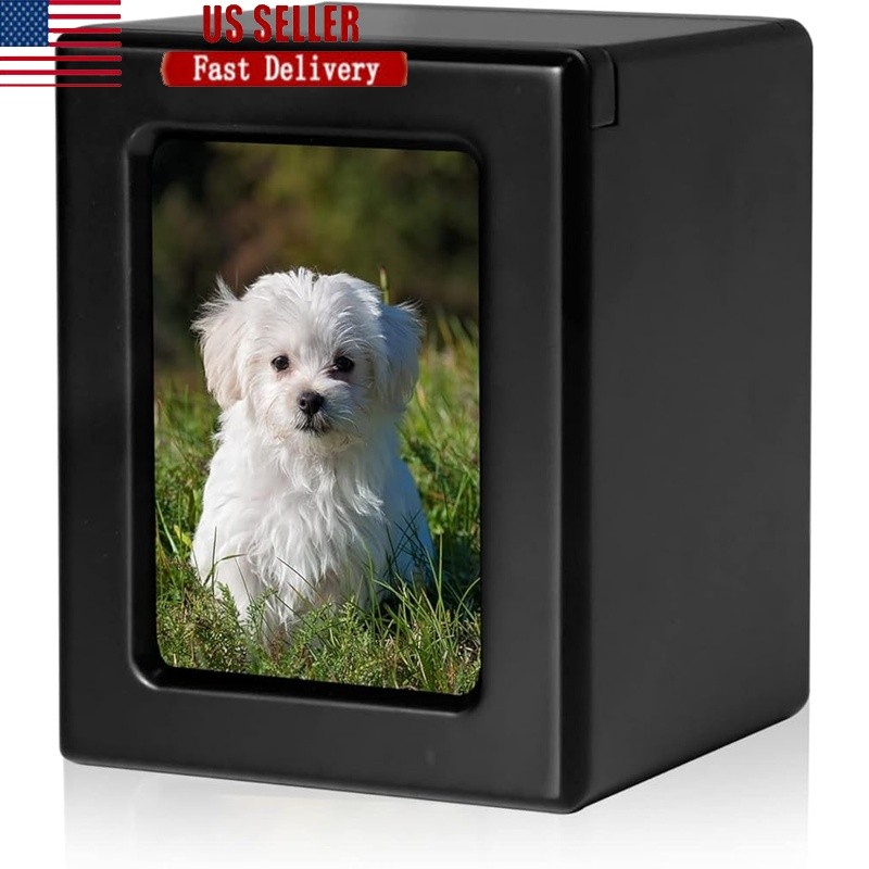 Wooden Pet Memorial Urn W/ Photo Frame Ashes Keepsake Remembrance Display New