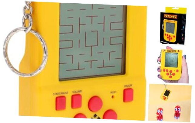 PAC-Man Keychain Game - Includes LCD Screen - 4-Directional Controls & 4 Game