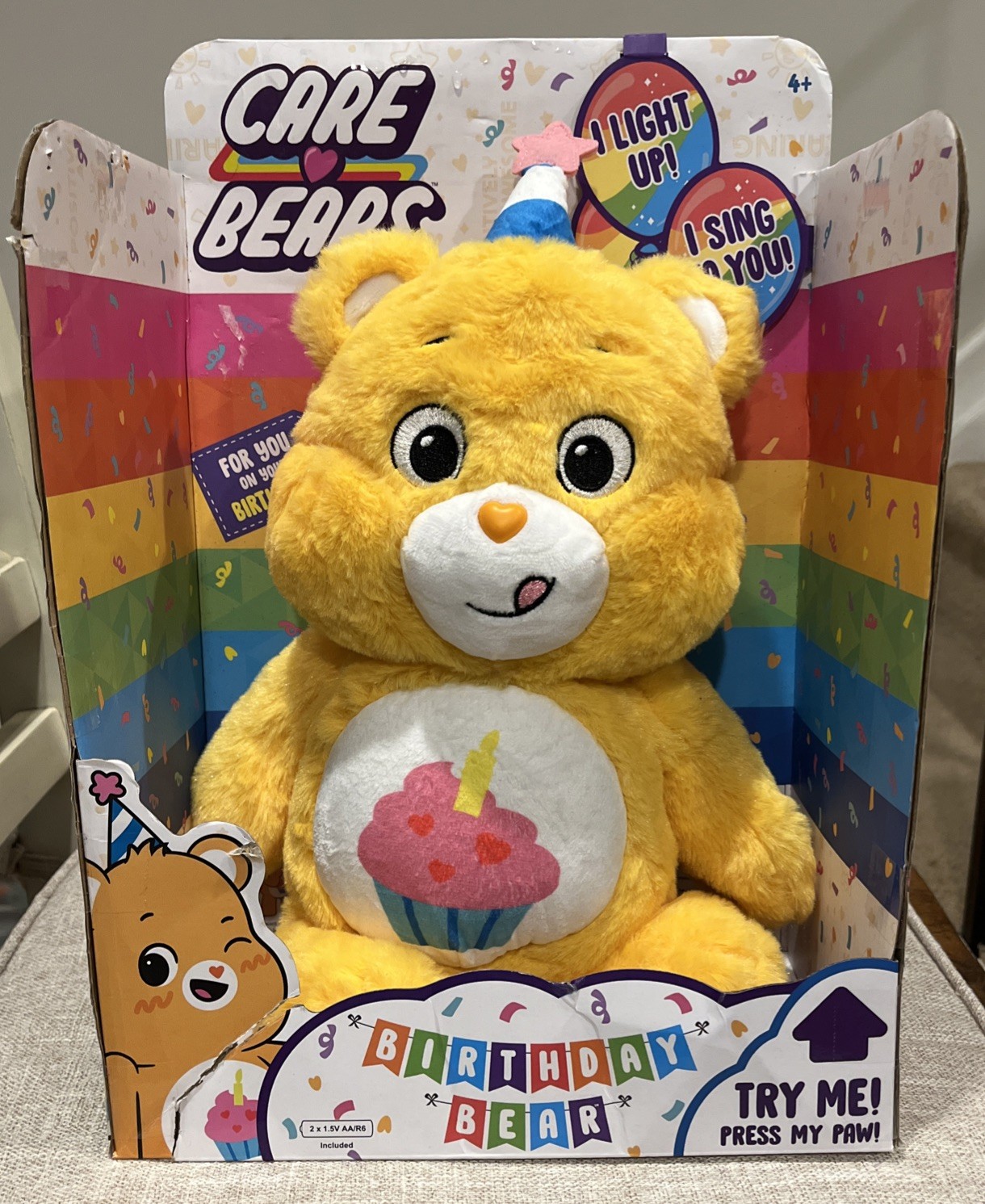 Care Bears Birthday Bear Collection Plush Light Up and Music TESTED WORKS NIB