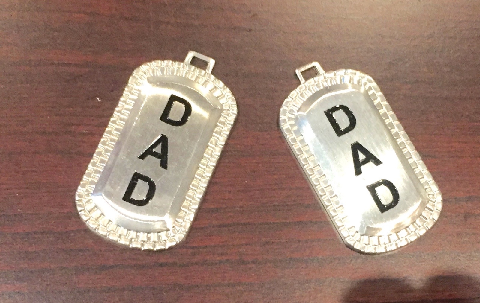 LOT OF 2 SOLID STAINLESS STEEL TAG "DAD" NEW