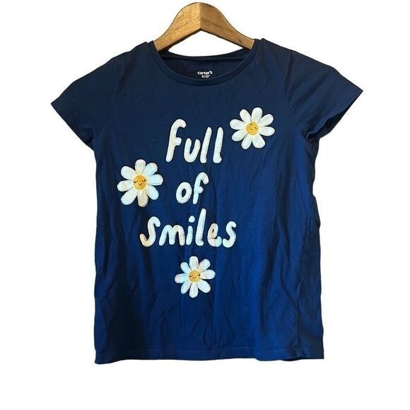 Carter's Graphic Tee Kids Size 12 Navy Blue Excellent Full of Smiles Daisy