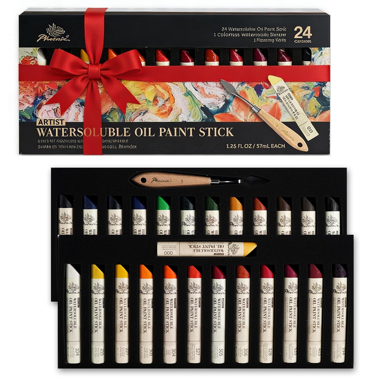 PHOENIX Professional Water Soluble Oil Paint Stick Set - 24 Colors, 37ml Large
