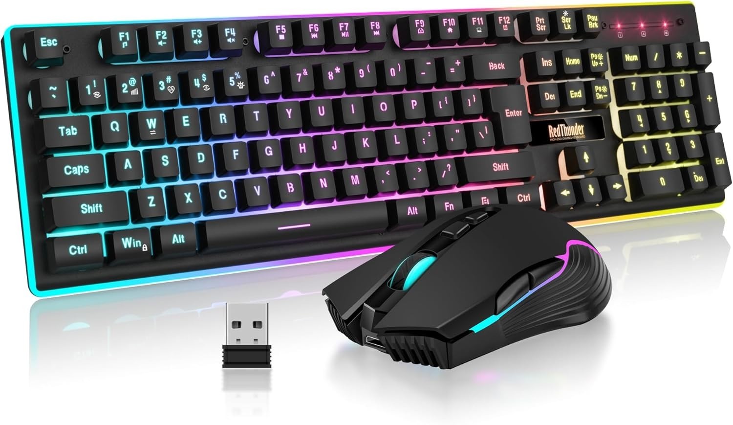 K10 Wireless Gaming Keyboard and Mouse Combo, LED Backlit Rechargeable 3800mAh