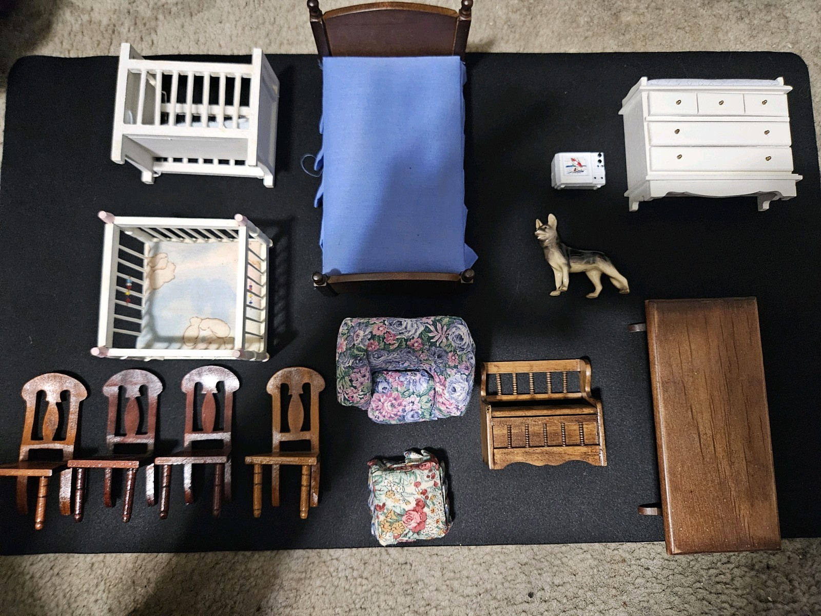 14 Pc Lot of 1:12 Scale Dollhouse Furniture  Vintage 