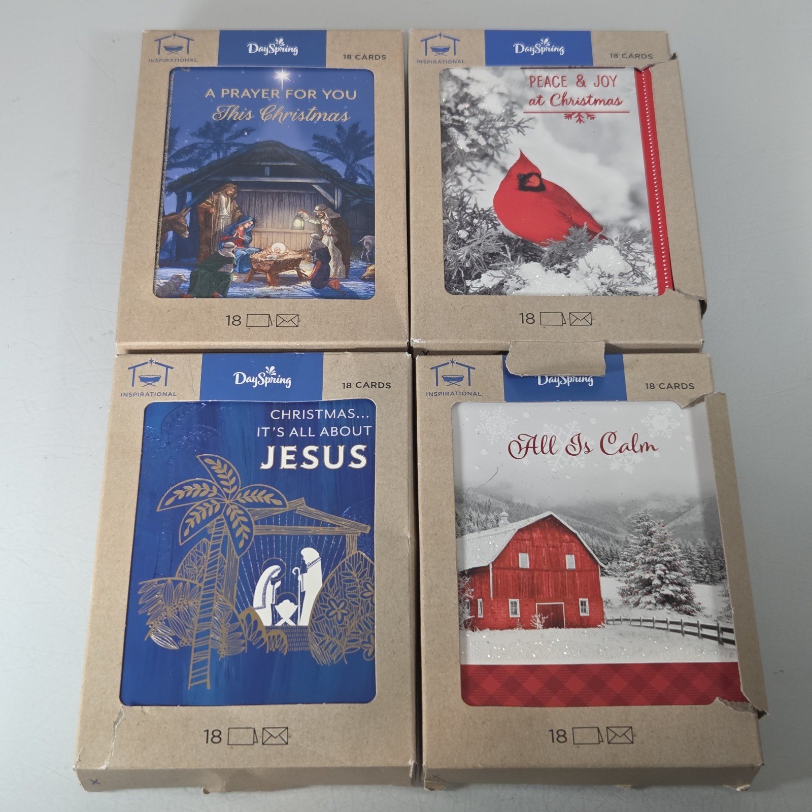 Dayspring Inspirational Religious 18 Card Pack Holiday Christmas Card Lot Of 4