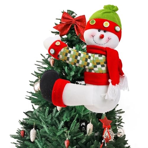  Christmas Tree Topper Snowman Unique Christmas Decoration Funny Green and Red