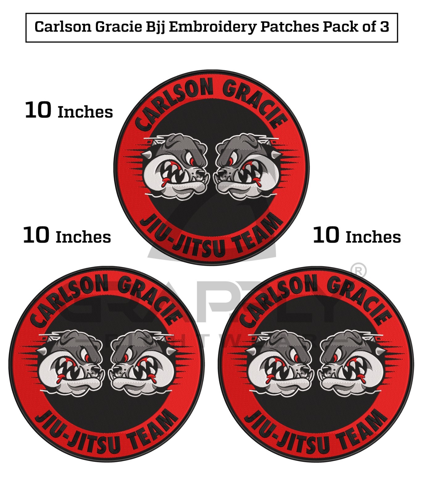 BJJ Large Carlson Gracie Embroidery Patches Gracie Jiujitsu BJJ Patches Pack 3