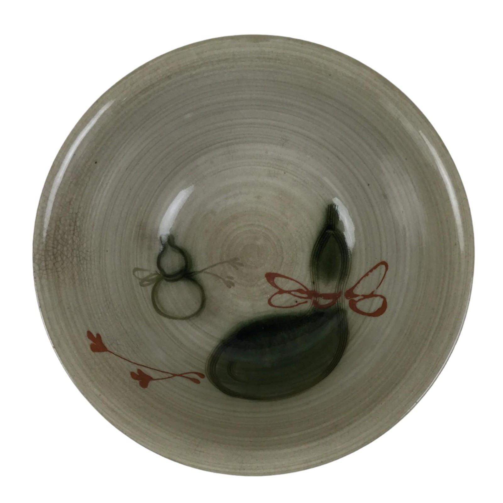 Japanese Ceramic Donburi Bowl Vtg Soba Udon Noodle Soup Gourd Hyotan Beige Y375