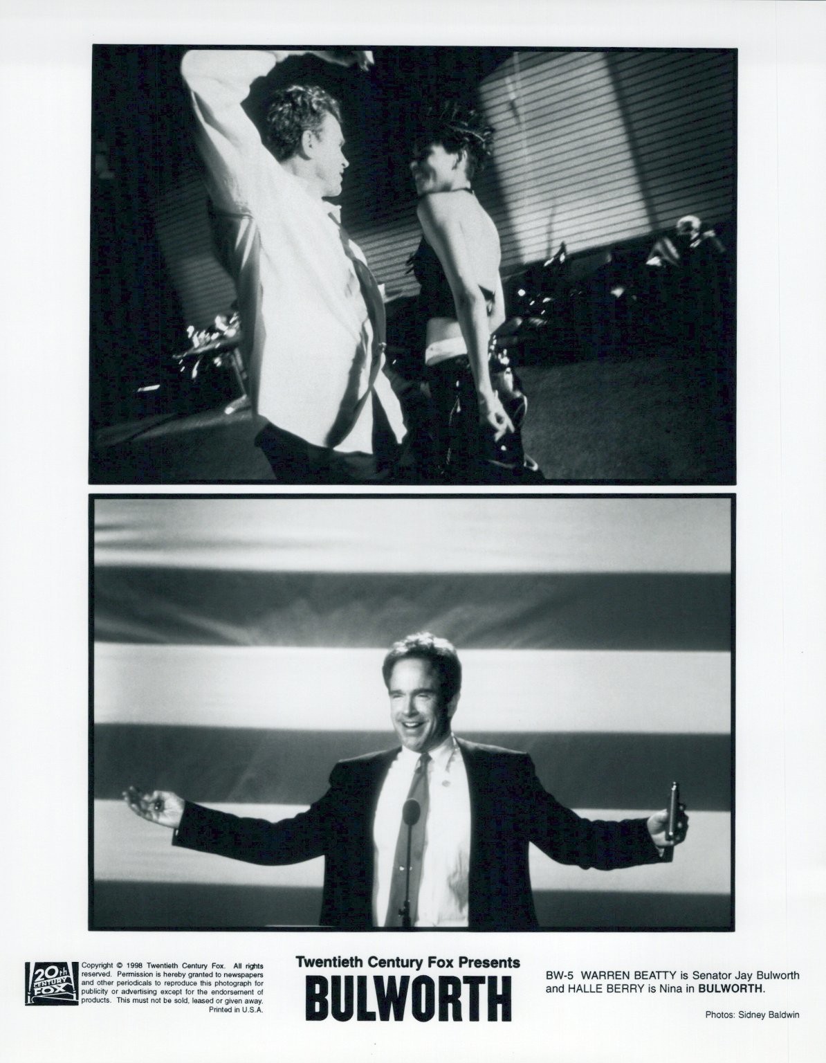 Bulworth 1998 Film Promo Warren Beatty Halle Berry Movie Still Press Photo
