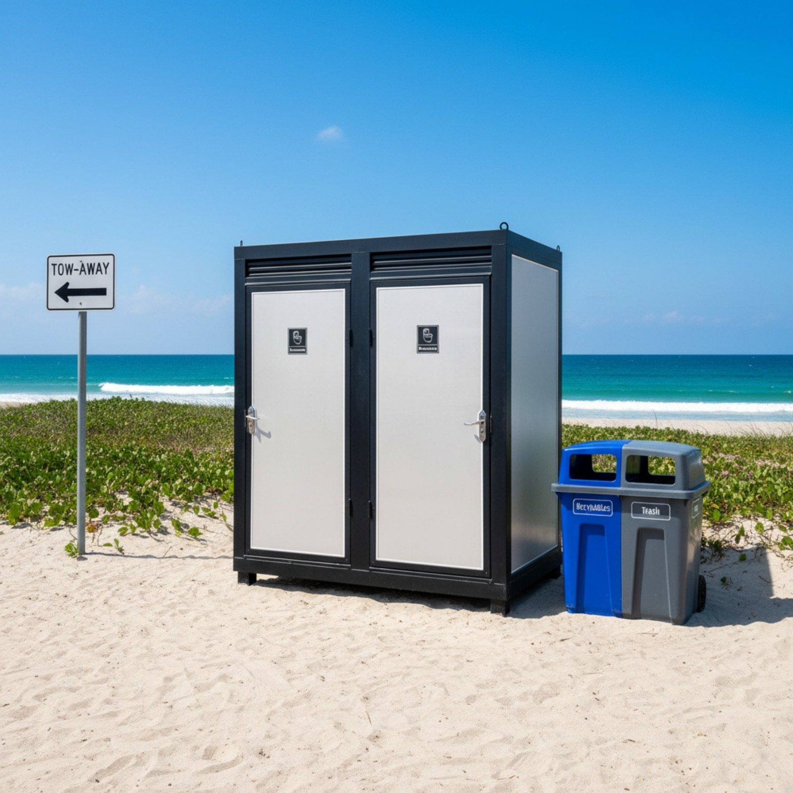 Two-Person Dual Portable Restroom Mobile Toilet Cabin w/ Sink & Toilet Outdoor