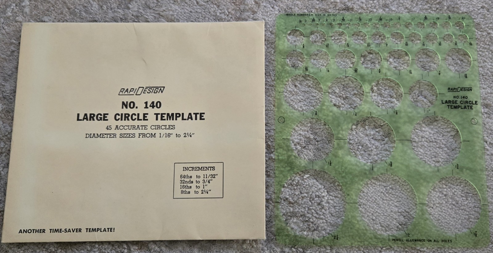 vintage Berol Rapidesign Template - Large Circle Drawing - R-140
