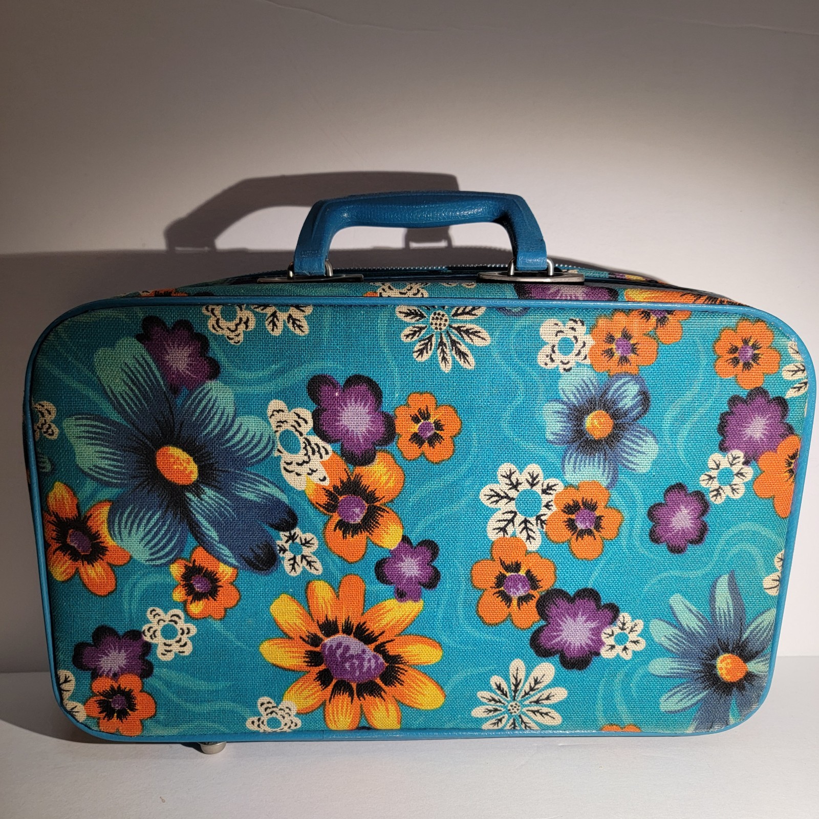 Vintage Bantam Canvas Suitcase Zip Boho Flower Power Travel Peter’s Bag Luggage