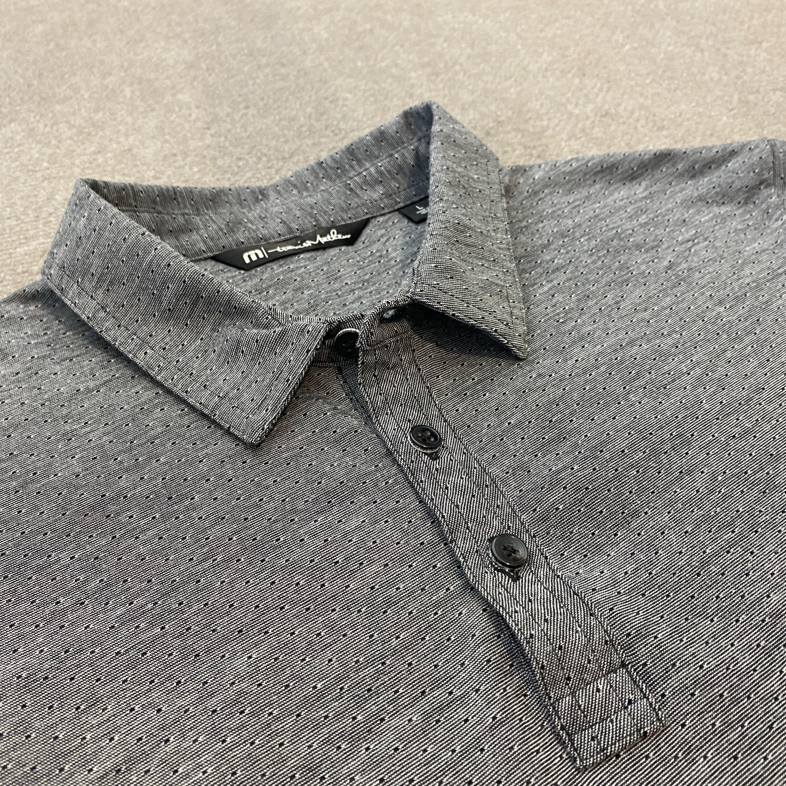 TravisMathew Polo Shirt Mens Large Gray Pima Cotton Golf Performance Stretch