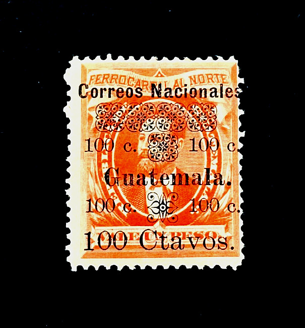 GUATEMALA Stamp - 1886 Justo Rufino Barrios Auyon Overprint Sn 29 MH  r27