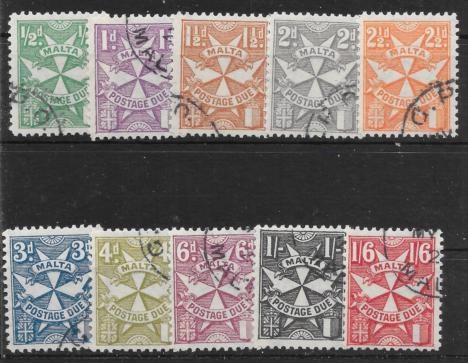 MALTA SGD11/20 1925 POSTAGE DUE SET USED.