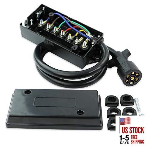 Heavy Duty 7 Way Plug Inline Trailer Cord with 7 Gang Junction Box - 4 4-Foot