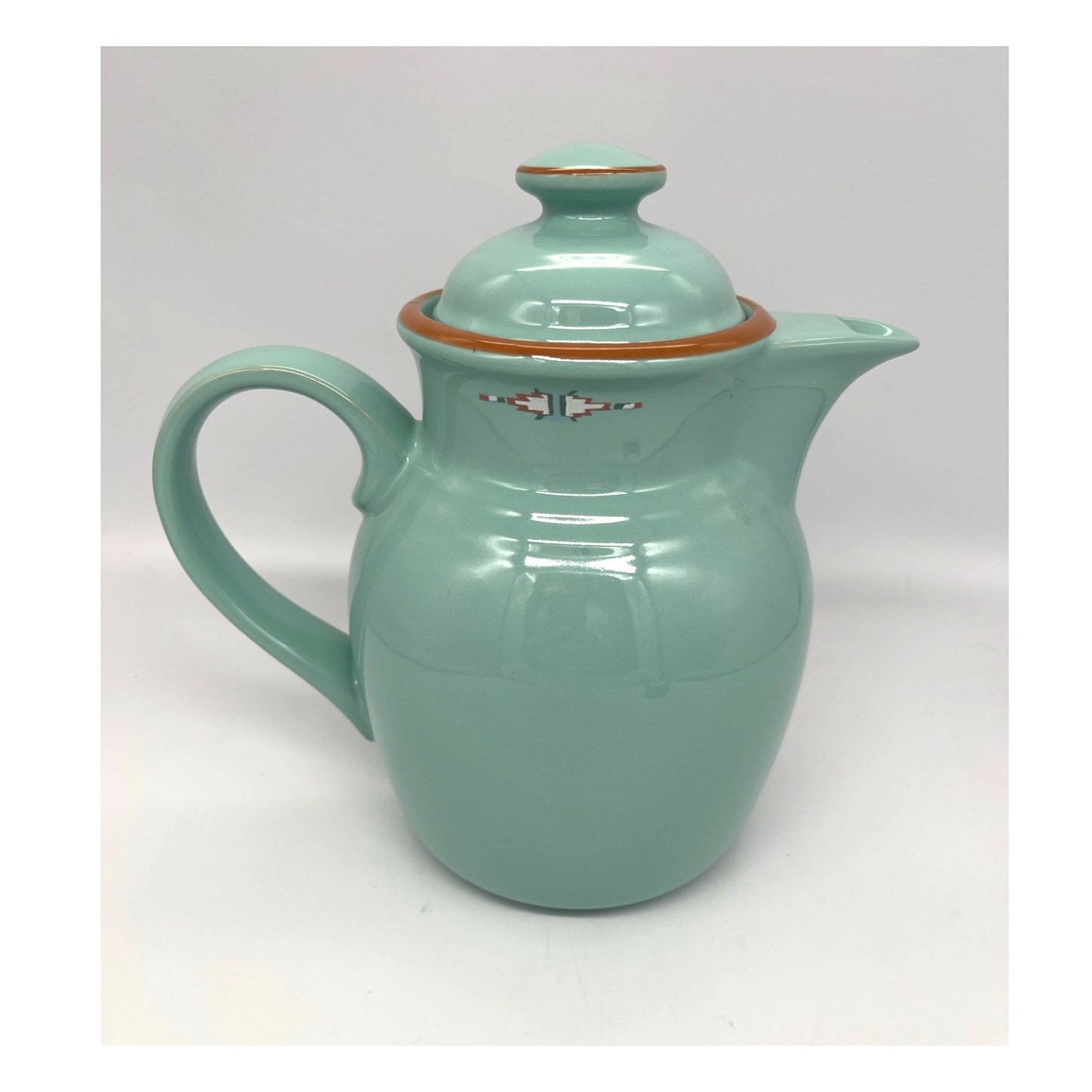 Vintage Noritake Boulder Ridge 8674 Stoneware Coffee / Tea Pot Southwest Aztec