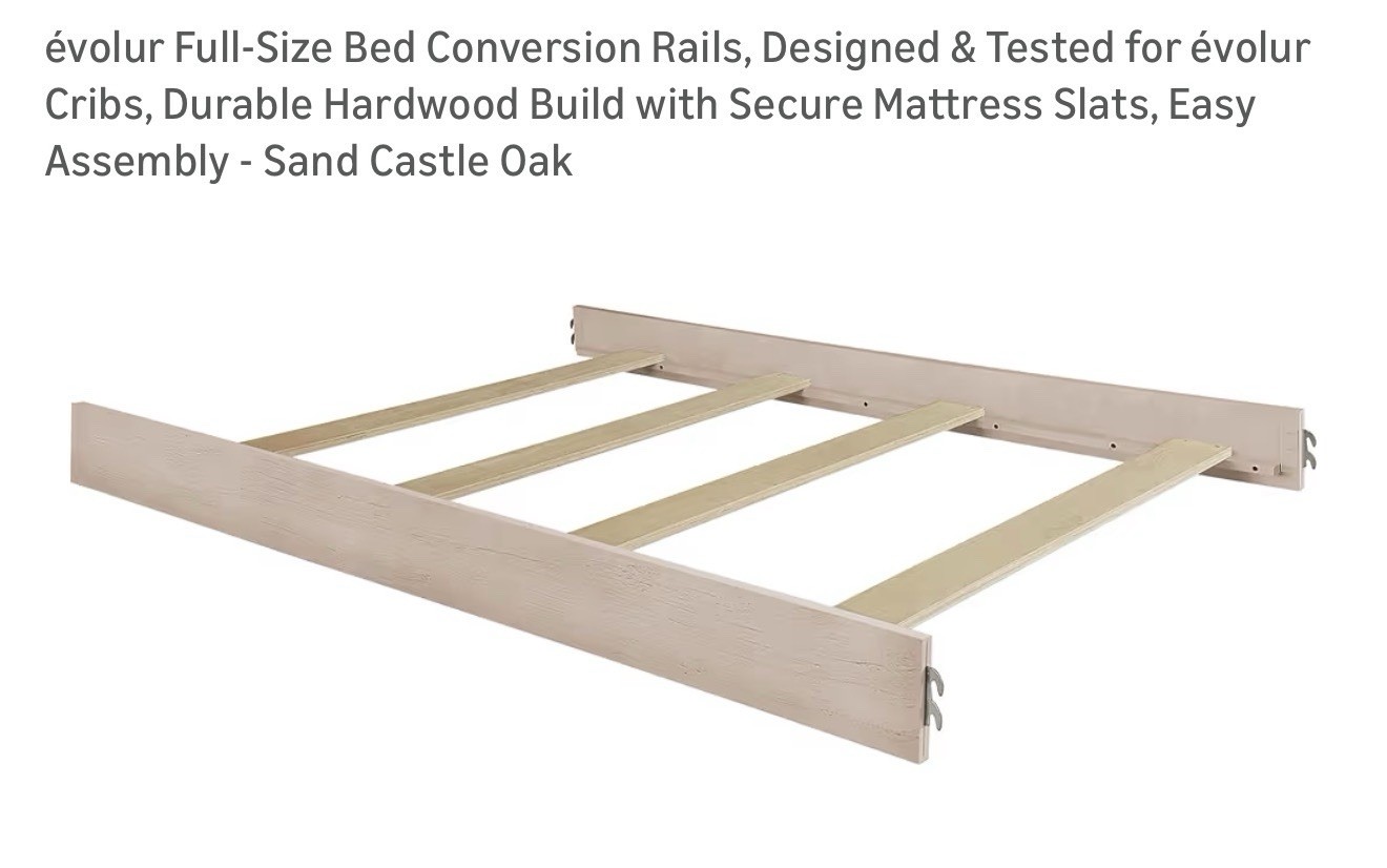 évolur Full-Size Bed Conversion Rails Sand Castle Oak