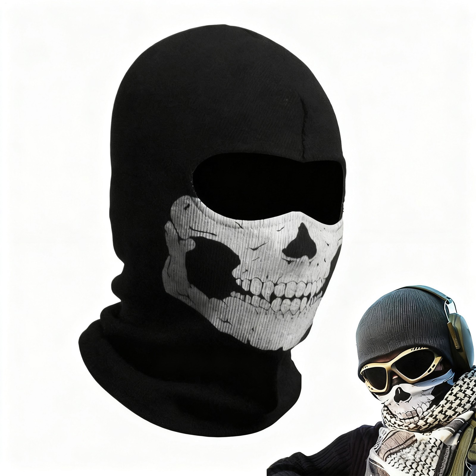 Costume Face Cover Adjustable Halloween Scary Skull Cosplay Hood Full Brightly