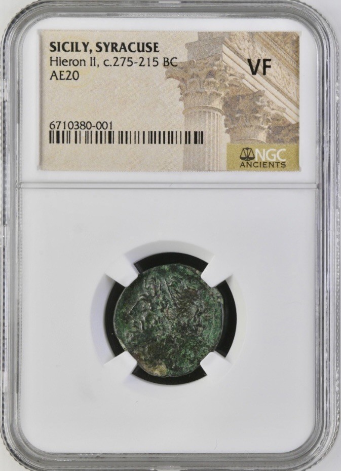 Syracuse Sicily Hieron II 275BC–215BC NGC Graded VF Ancient Bronze Nice Detail