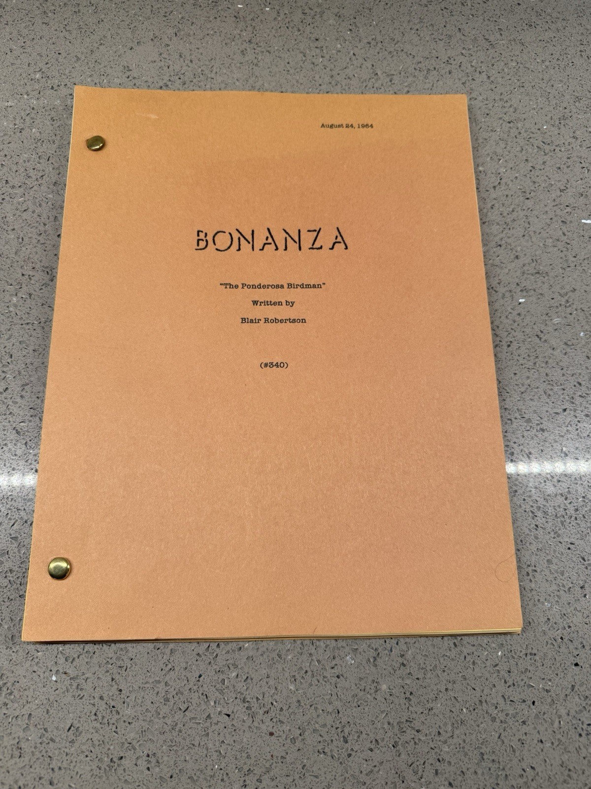 1964 Bonanza "The Ponderosa Birdman" Original Screenplay Script Excellent Cond.