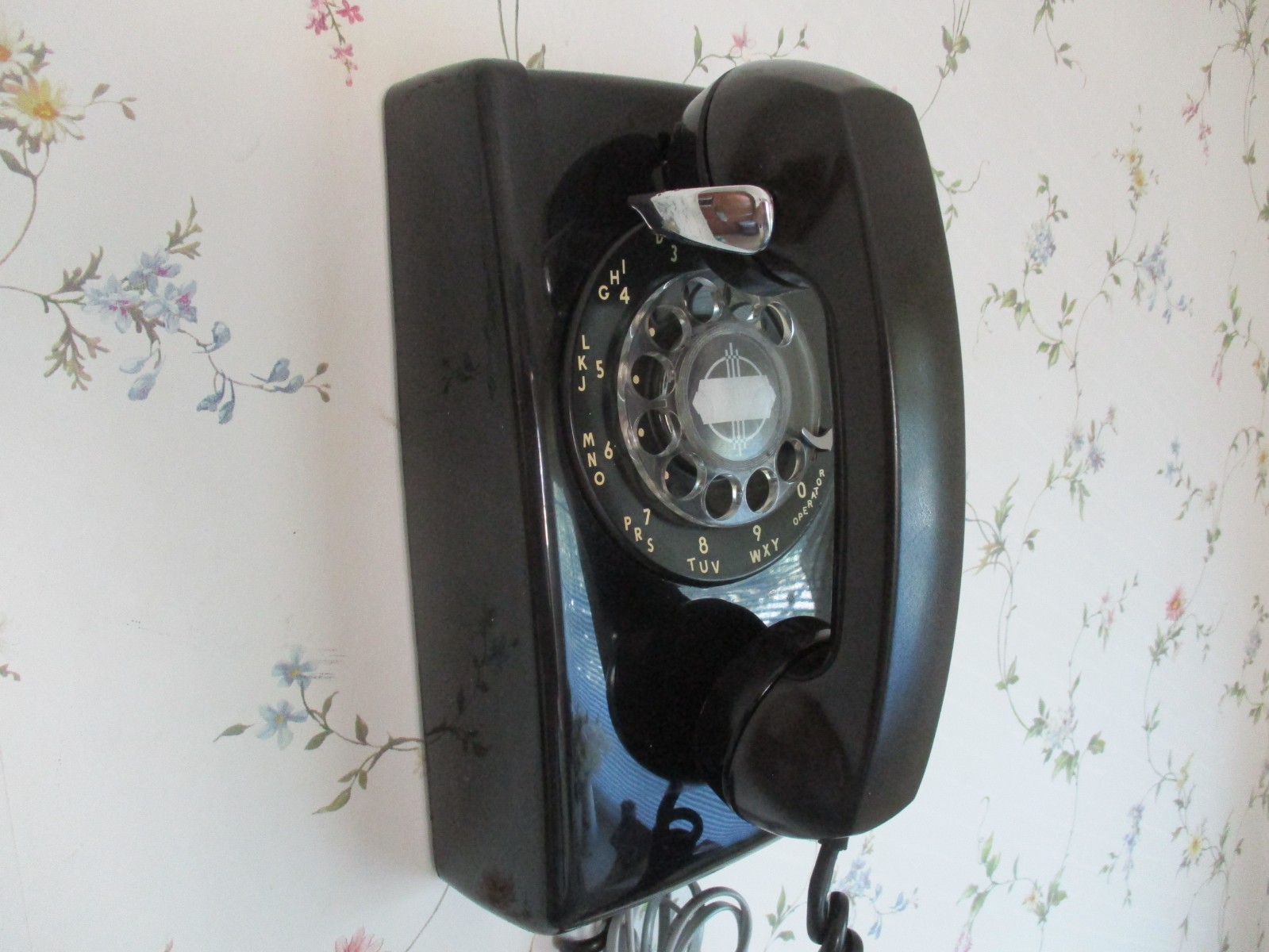Vintage Western Electric Black Rotary Dial Wall Telephone 1965 WORKS!