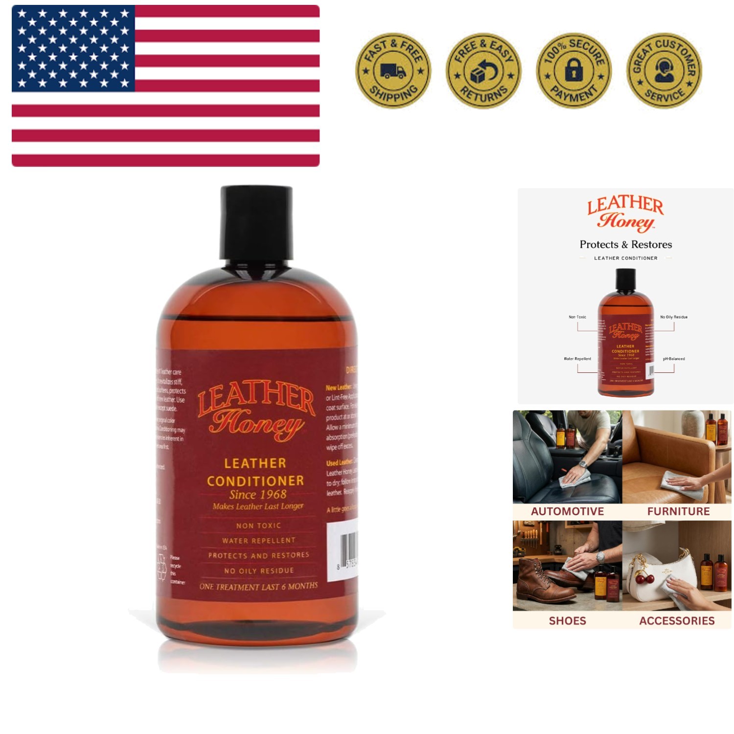 Best Leather Conditioner Since 1968. For Use on Leather Apparel, Furniture, A...