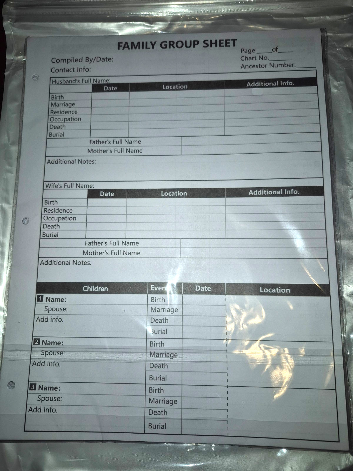 50 Sheets Genealogy Record Fill In Family Group Charts w 4 Generation Pedigree