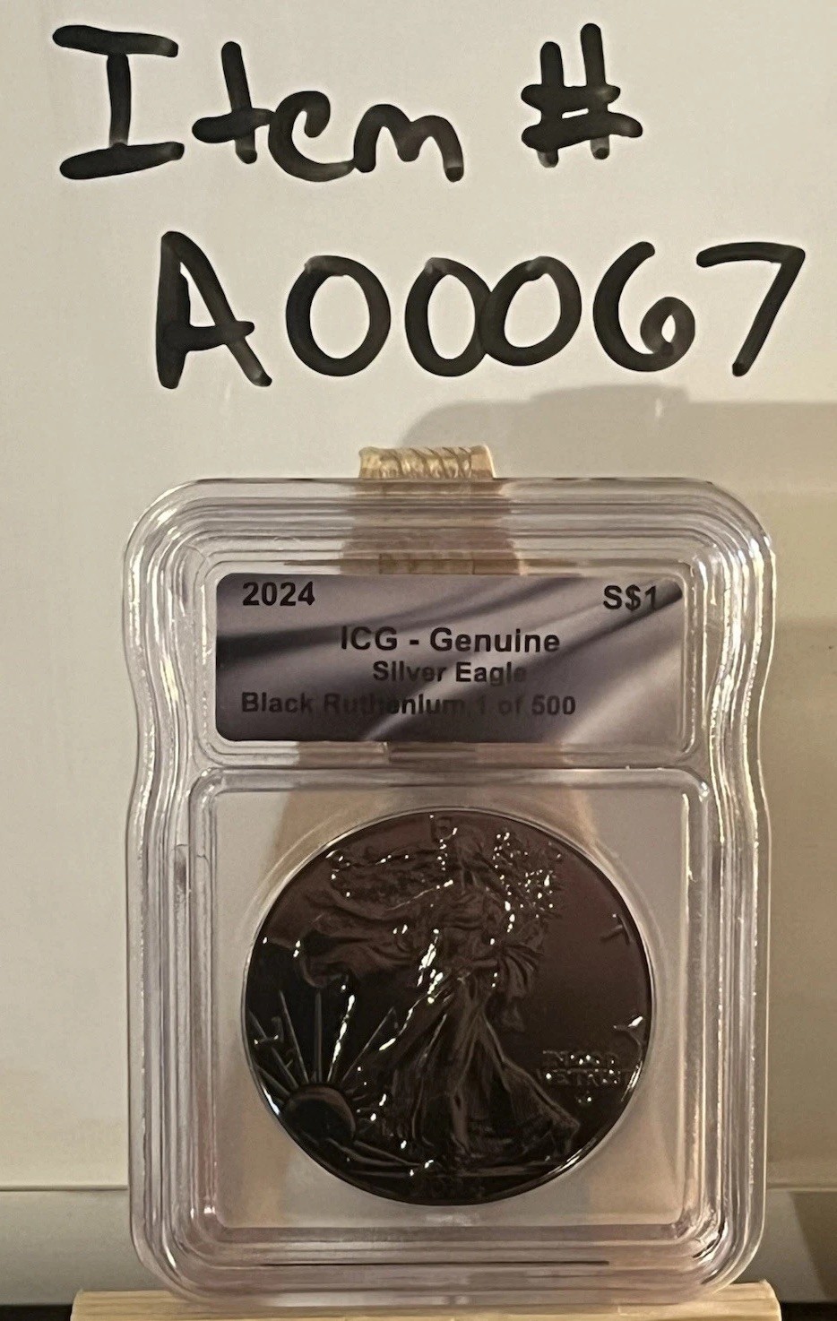 2024 American Silver Eagle Black Ruthenium 1 Ounce Oz ICG Genuine LTD 500 Pc ASE