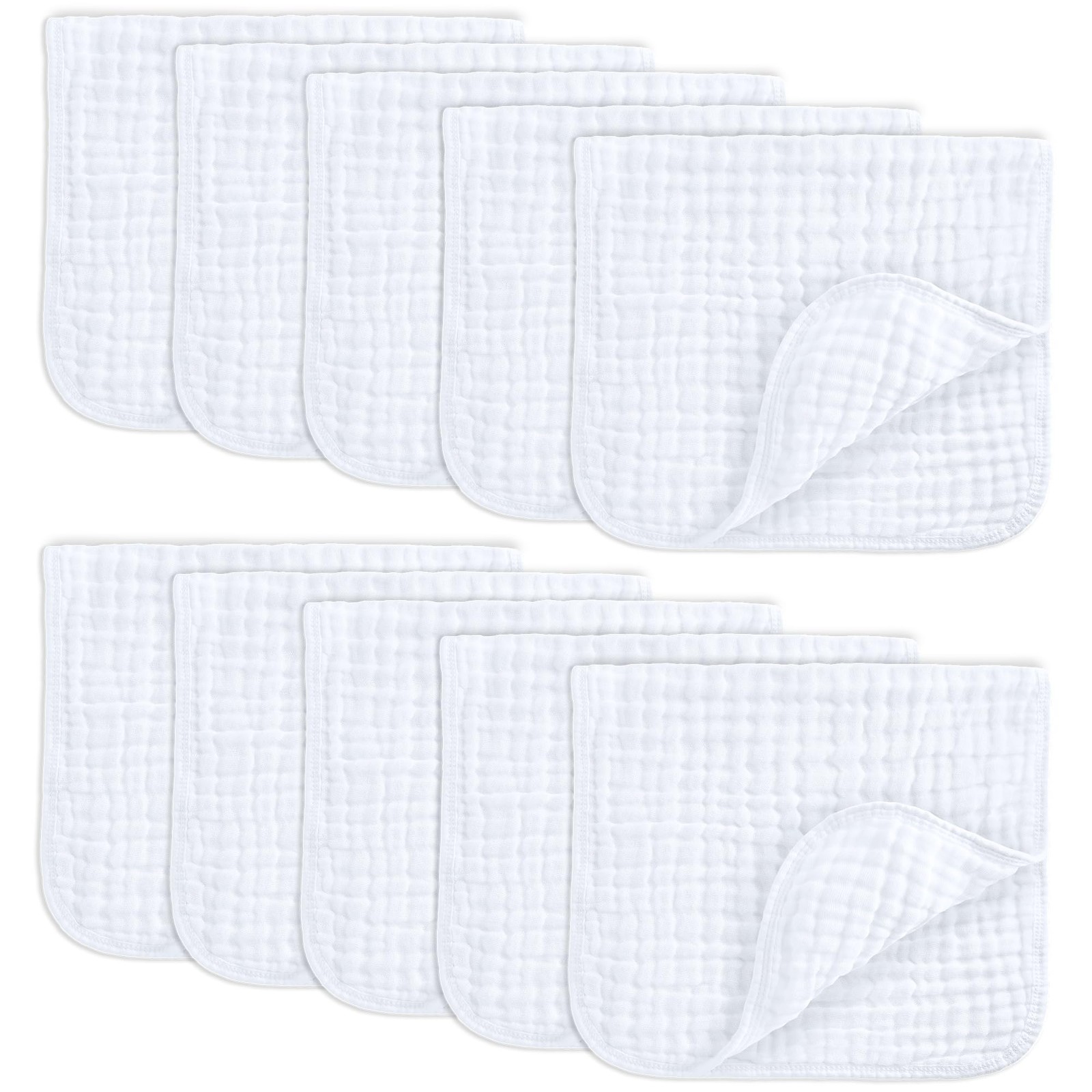 Muslin Burp Cloths 20 X10 10 Pack 6 Layer Ultra Absorbent Cotton Comfy Cubs
