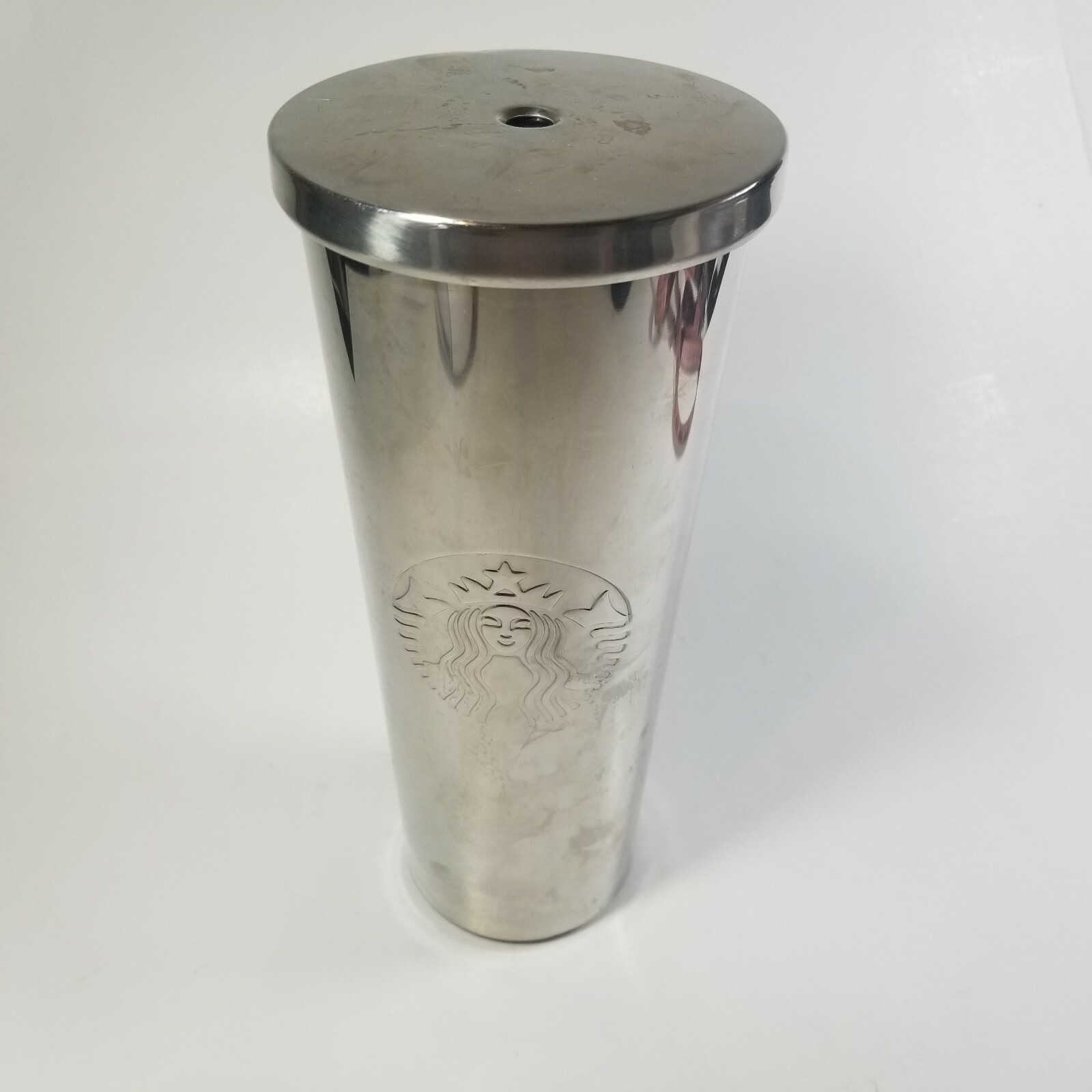 RARE!! Starbucks STAINLESS STEEL Cold Cup Tumbler 24 oz Silver