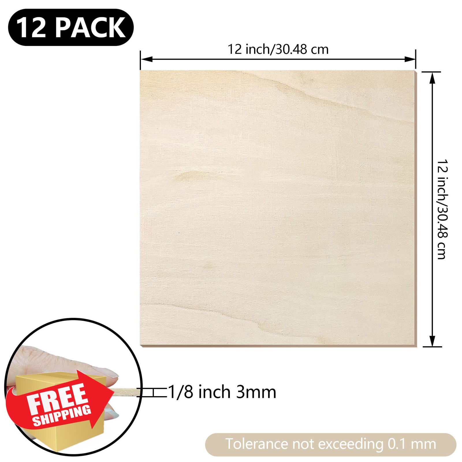 12pc Basswood Sheets 1/8" 12x12 Wood Slabs Laser Cutting Model Crafts
