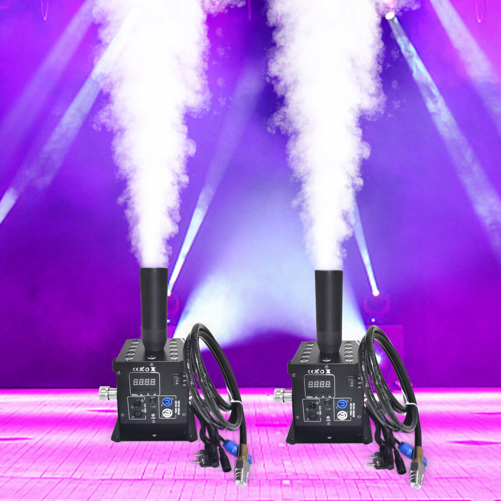 2 Pack LED CO2 Jet Smoke Machine & 6m Hose CO2 Cannon DMX Blaster DJ Disco Stage
