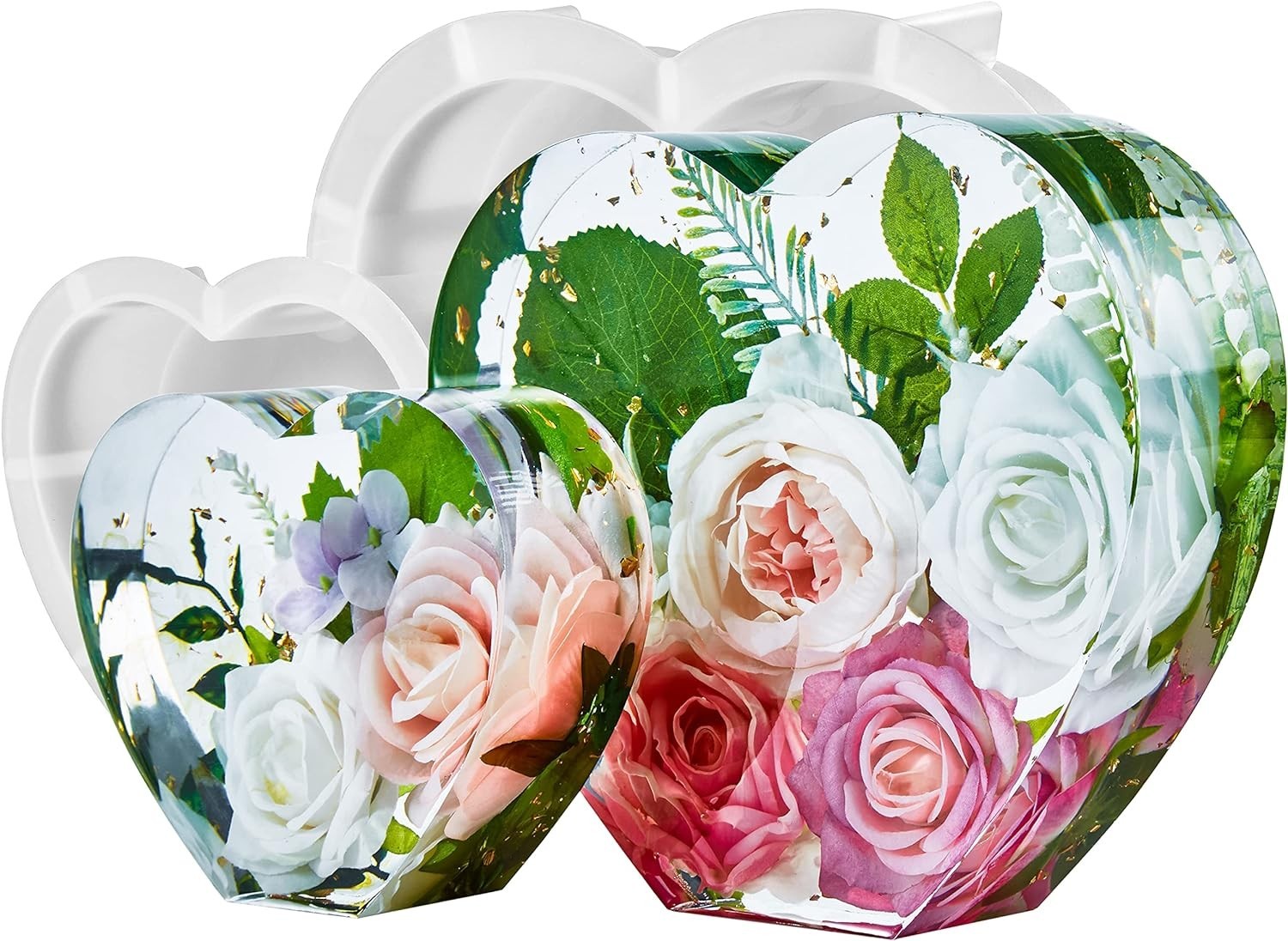2Pcs 10 Inch Large Heart Shape Resin Molds, Silicone Molds for Flower Preserv...